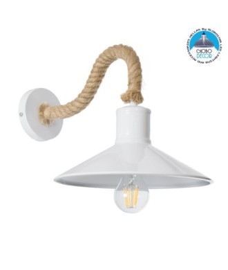 GLOBOSTAR® VINSA 01130 Boho Φωτιστικό Τοίχου - Απλίκα με Ντουί 1 x E27 AC 220-240V IP20 - Λευκό & Μπεζ - Μ37.5 x Π26.7 x Υ25cm